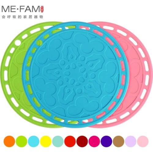 ME.FAM New Round Grilles Paper-cut Silicone Mat Non-slip Heat Resistance Placemat Bowl Plate Pad For Cafe Kitchen Restaurant Bar