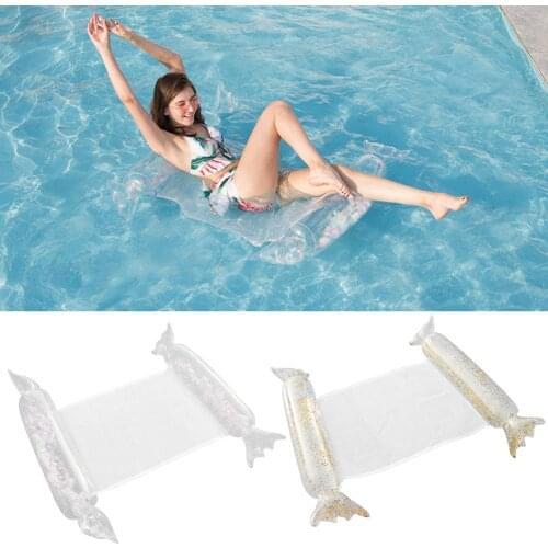 Inflatable Floating Bed Net Hammock Summer Beach Lounge Swim Pool Sleeping Cushion Swimming Pleasure Lounge Air Mattress Chair