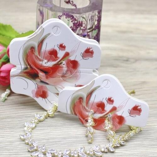 New Jewelry set card 50pcs DIY 8x8.5cm red/purple flower Thank you white color Card Jewelry Gifts Necklace/Earring package card