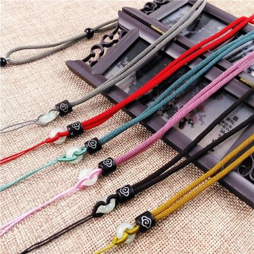 Sandalwood Silver Silk Jade Necklace Rope DIY Knitting Jadeite Pendant Jewelry