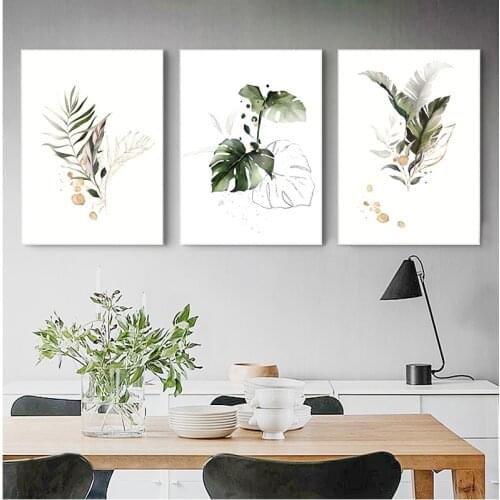 Watercolor Plant Canvas Poster Leaf Botanical Art Print Minimalist Painting Nordic Style Picture Living Room Decoration