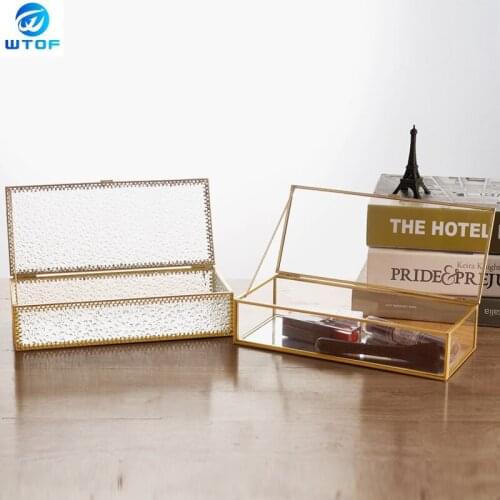 Retro Phnom Penh Glass Jewelry Organizer Makeup Storage Box Manicure Phnom Penh Lipstick Lip Brush Wedding Gift