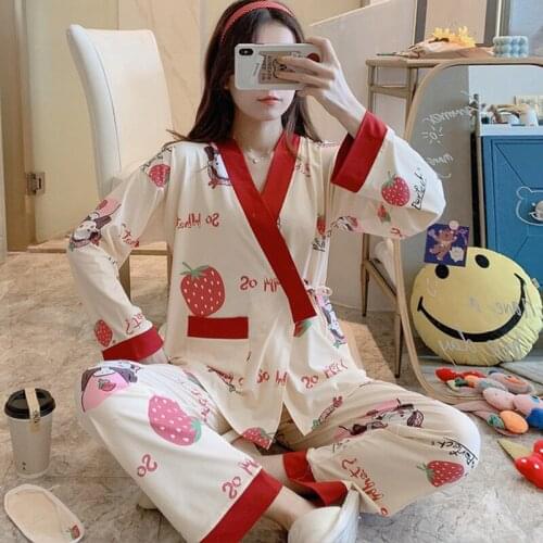 SLPBELY Shredded Milk Fabric Women Pajamas Long Sleeve Lovely Sleepwear Nightwear Female Set Soft Comfortable Leisure Homewear