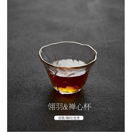 5pcs Dongli gold top Glass Tea Cup Tea Draw Phnom Penh Kung Fu Tea Set Handmade Transparent Heat-resistant Scrub