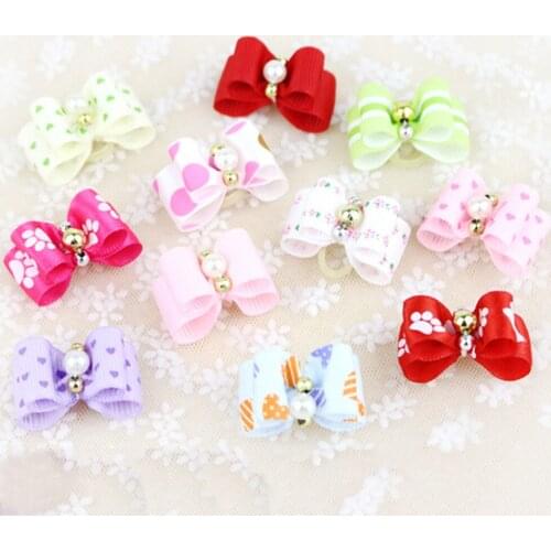 50pcs/Lot Dog Cat Grooming Accessories Shih Tzu Teddy Pet Headdress Fashion Hairpin for Puppy dogs Flower Hair Bows
