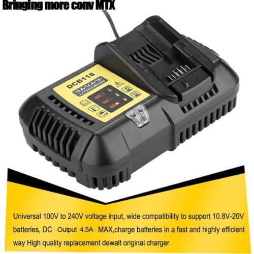 For Dewalt DCB118 10.8V 12V 14.4V 18V Li-ion Battery Charger 4.5A DCB101 DCB120 DCB115 DCB107 DCB105 DCB140 DCB201 DCB200 DCB206