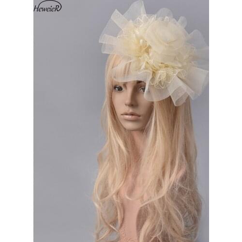 Handmade Mesh Net Flower Fascinator Hat Races Ascot Ladies day Headwear Hair Clip Headpieces