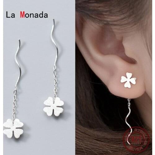 La Monada Short Dangle Hanging Earrings For Women Silver 925 Flower Woman Korean Drop Earrings Minimalist Female Jewelry Wave