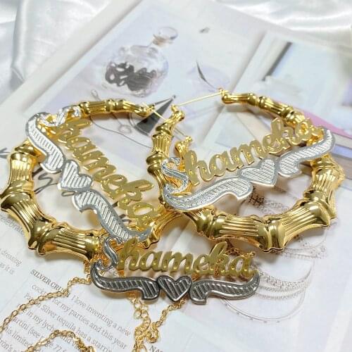 DUOYING 2020 Fashion New Personalise Hoop Earrings For Women Custom Name Earrings Plated Gold Heart Earrings Set Christmas gift