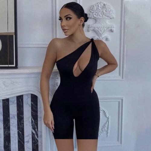 2021 Soft Sleeveless Hollow Out Summer Playsuit Women Close-fitting Overalls Solid Color Black/ White/ Apricot