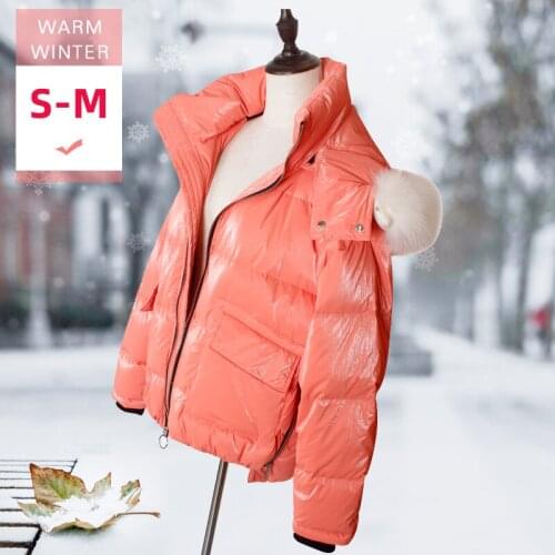 Women Winter Real Fox Fur Thick White Goose Down Coat Female Casual Fashion Zipper Feather Jacket With Hood Windproof OutWear