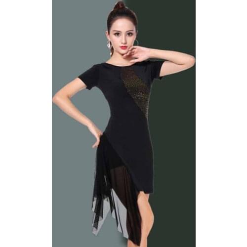 Latin dance dress female adult new rumba ballroom dance practice clothes short sleeve professional performance dance clothes adu