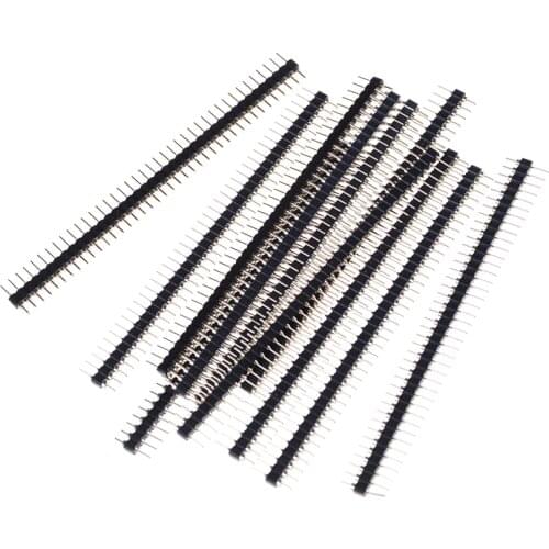 10pcs/lot New 40 Pin Single Row 2.54mm Male Connector Breakable Strip Gold Plated Straight Round Pin Header Strip