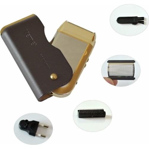 2Pcs 2 in 1 Mans Reciprocating Electrical Shaver High Quality Retro Leather Rechargeable Shaver With Mirror