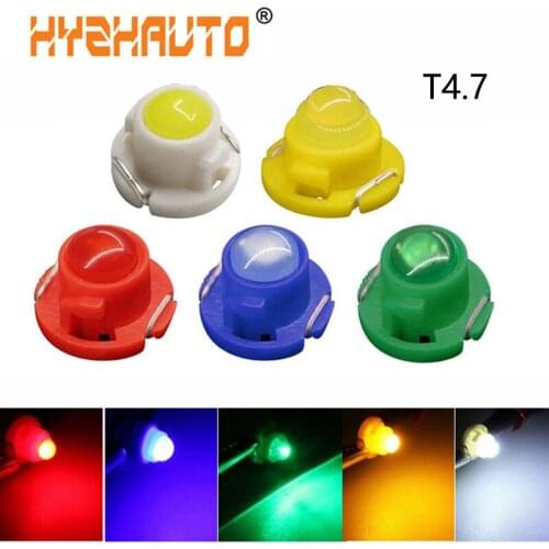 HYZHAUTO 20Pcs T4.7 LED Bulbs Use For Car Dashboard Panel Lights COB Instrument Indicator Lamp White Red Green Yellow Blue 12V