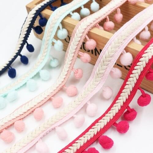 25 Meters Pompom Lace Trim 18 Colors Polyester 1.2cm Pom Pom Fringe Ribbons DIY Craft Sewing Accessories