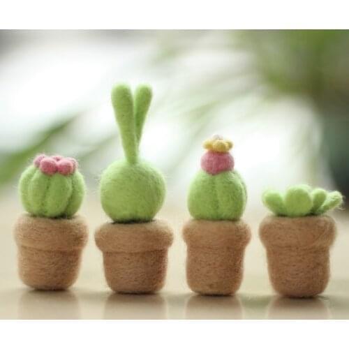 4 Pack Succulent Needle Felting Kits Handmade Wool Felt Kit Creativity Kit Craft Kits Felting Gift English Manual (B)