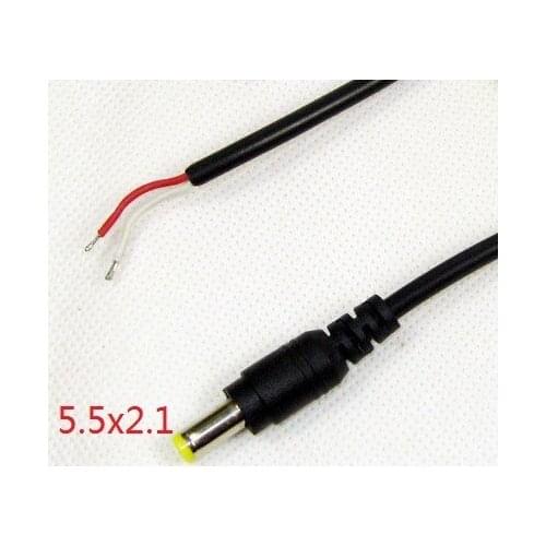 5pcs 5.5x2.1 mm DC Power cable Male plug socket Rating 3.0A 12V Cable Adapter cord To Mate 2.0 mm Center Pin barrel length 9.8mm