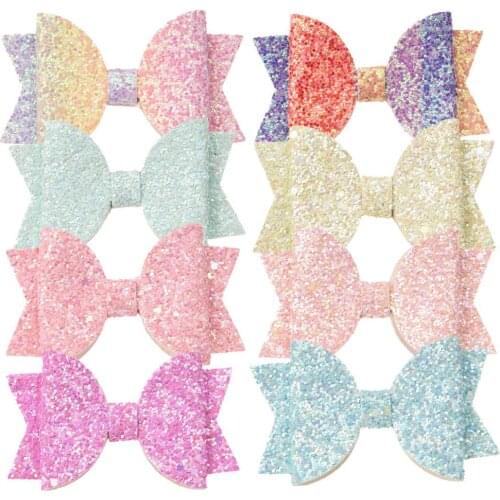 54PCS 5cm*8cm Glitter Bow Boutique Bows Fashion Hair Accessories Sequion Hair Bows Flower Accessory