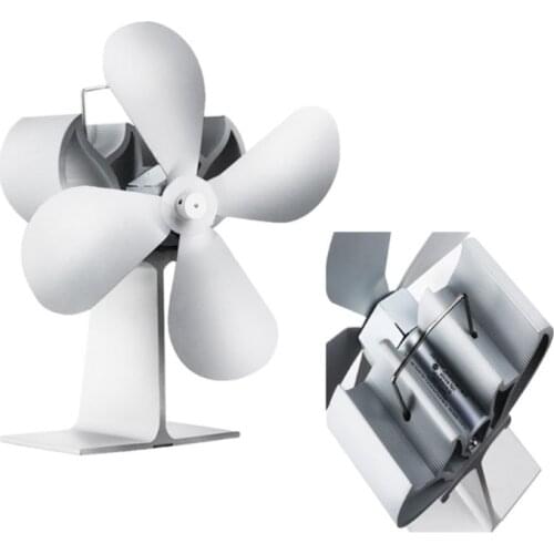 White Heat Self-Powered Fireplace Stove Fan Quiet 4 Blades