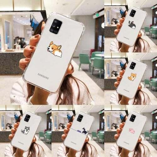 Corgi Dog Pig Cartoon Phone Case Transparent For Samsung S A M J 21 20 50 30 60 5 7 51 71 90 11 10 J710 e p PLUS Prime 5G coque