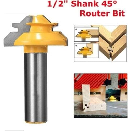 Drillpro 45 Lock Mitre Router Bit 1/2 '' Stock 1/2 '' Shank Tenon Cutter Woodworking TRP