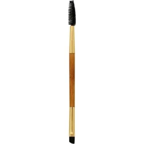 Good quality wooden handle double end mascara wands nylon hair eyelash brush bamboo eyebrow brushes in makeup