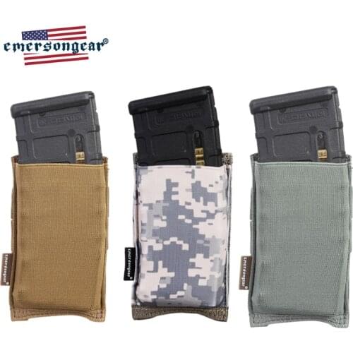 Emersongear Single Magazine Pouch Fast Draw M4 Rifle Mag Pouch High Speed Open Top 5.56 Rifle Tactical Military Elastic Pouch
