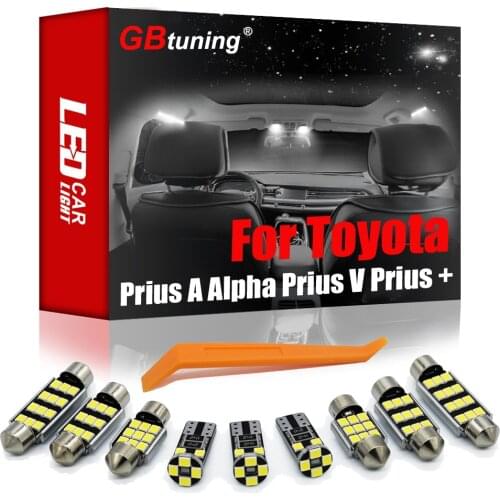 GBtuning Canbus LED Interior Light Kit 12PCS For Toyota Prius A Alpha Prius V Prius + 2011-2018 Vehicle Dome Indoor Trunk Lamp