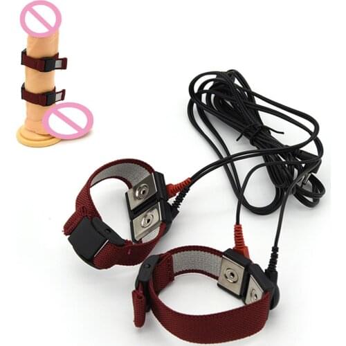 Electric Shock Penis Ring Accessory Estim Bipolar Cock Rings Electro Stimulation Male Massage Erection Enhancer Medical Sex T L1