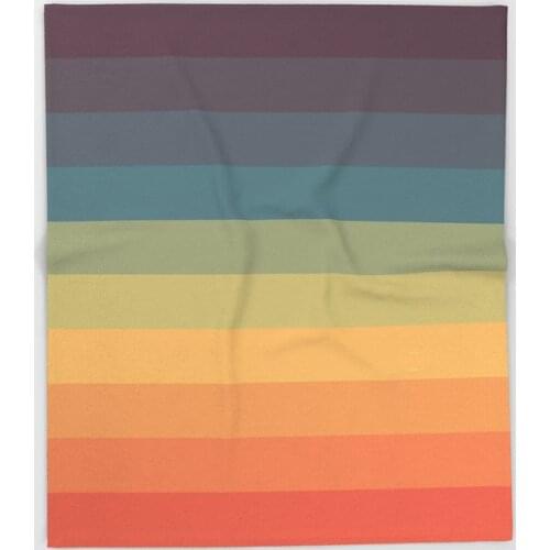Colorful Retro Striped Rainbow Throw Blanket Portable Soft Bedspread Microfiber Flannel Blankets for Beds