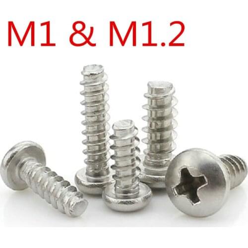 M1 M1.2*2/3/4/5/6 Stainless Steel Pan Head Philips Type F Self Tapping Screw For Plastic PB1 PB1.2