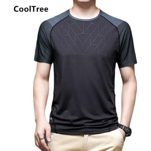 CoolTree Men Ice silk T-shirts Summer Breathable quick-drying Patchwork Thin T shirts Male Round neck Short sleeve Casual Tees