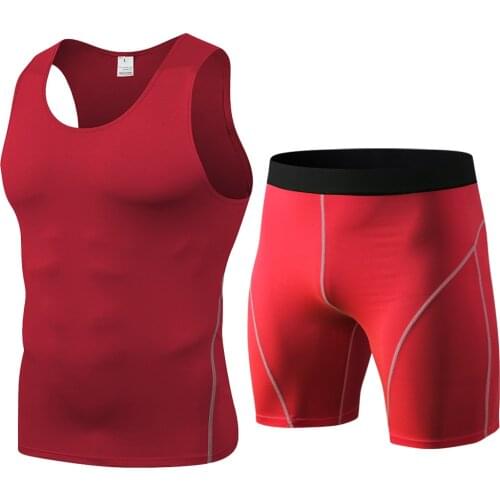 Mens Tracksuit Running Set Gym Jogging Underwear Compression Shorts Fitness Sportswear Jogging homme Clothing Running T-shirt