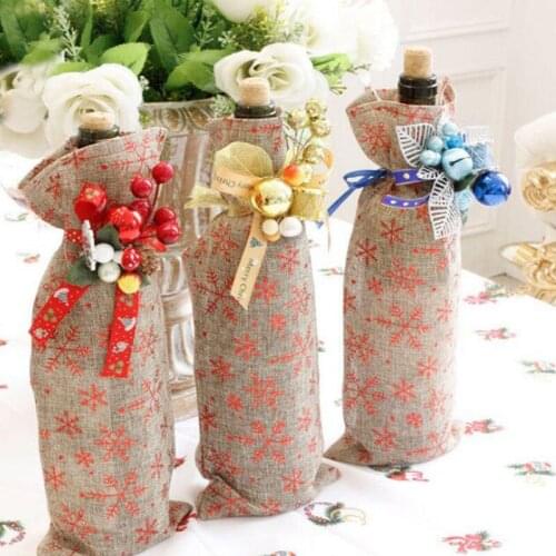 Christmas Red Santa Wine Bottle Set Cover Bag Dinner Party Xmas Table Decor