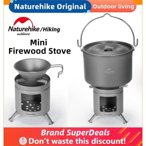 Naturehike Camping Wood Stove Titanium Portable Wood Burning Folding Ultralight Stove for Outdoor picnic Cooking Picnic Cookware