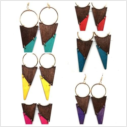 Newest Hoop Wooden Earrings can mixed 6 colors