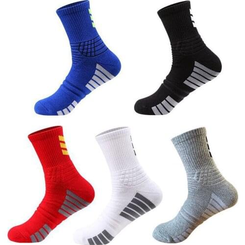 New Men Sport Basketball Crew Socks Boy Elite Breathable Thick Cushion Athletic Outdoor Fitness Hiking Running Compression Socks