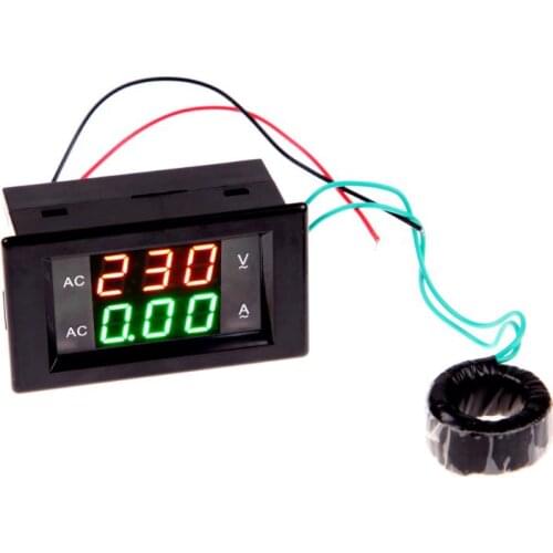 ALLOET AC Digital Ammeter Voltmeter Panel Amp Volt Voltage Current Meter Tester Double LED Panel 100A/300V AC Voltage Amp Meter