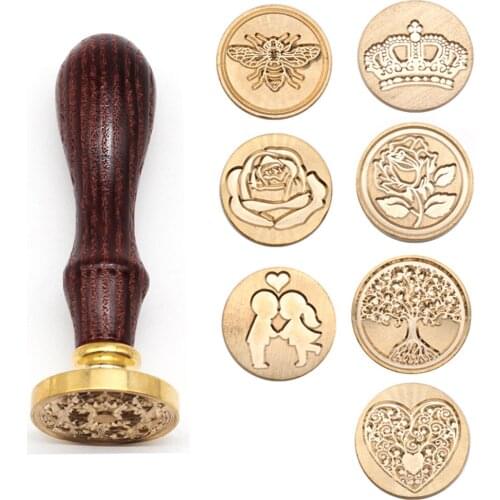 HOT Seal On The Birthday Card Retro Diy Envelope Stamps Rose Crown Tree Ornament Classic Wedding Invitations Wax Seal Stamp