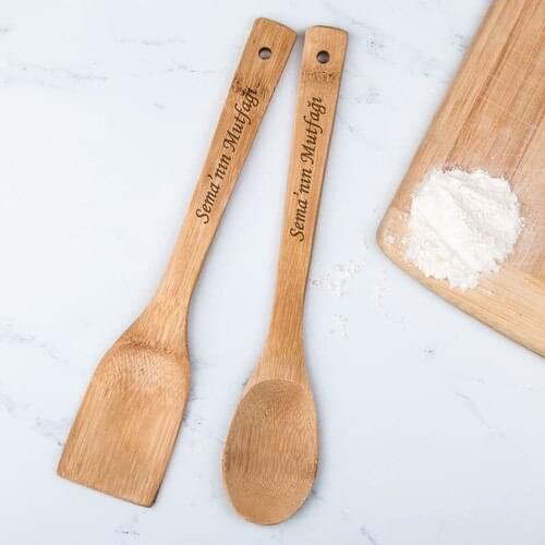 Gift Basket Personalized Bamboo 2'li Spoon Set