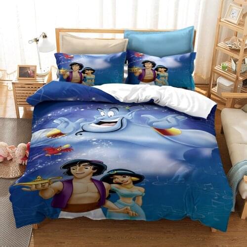 Bedding Sets Disney Aladdins Magic Lamp Jasmine 3D Single Queen King Bedding Set Duvet Cover Bed Sheets Pillow Cases Bed Linen