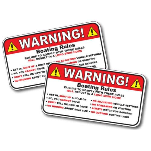 Warning Decals Boating Rules Warning Safety Instruction Funny Sticker Decal Window Bumper Boat PVC Vinyl Reflective Stickers