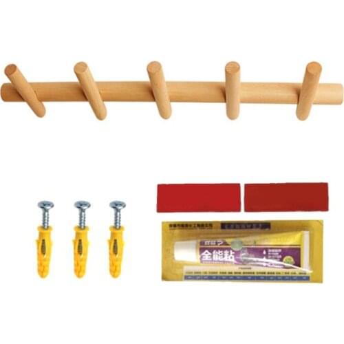 Durable Wooden Coat Robe Rack Hooks Modern Wall Mounted Hat Towel Hanger with Pegs for Home Bedroom Bathroom Entryway Decor