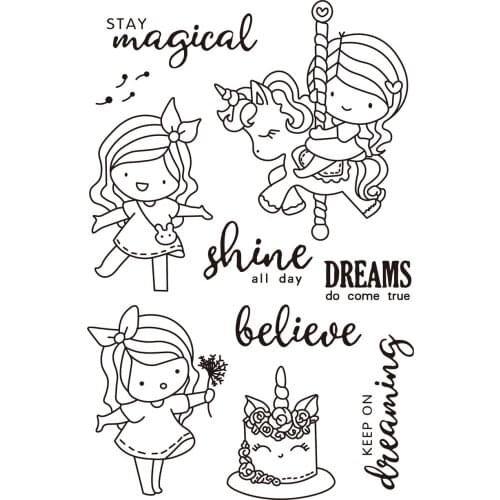 Girl and boy Transparent Clear stamps and metal cutting dies