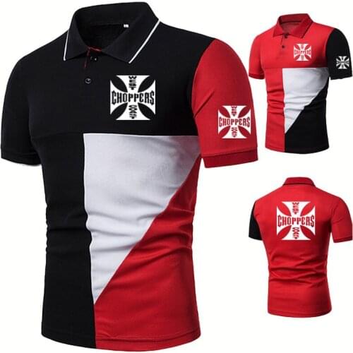 High Quality Cotton Fashion Trend Mens POLO shirt West Coast choppers Summer Casual Splicing short sleeve Mens short sleeve