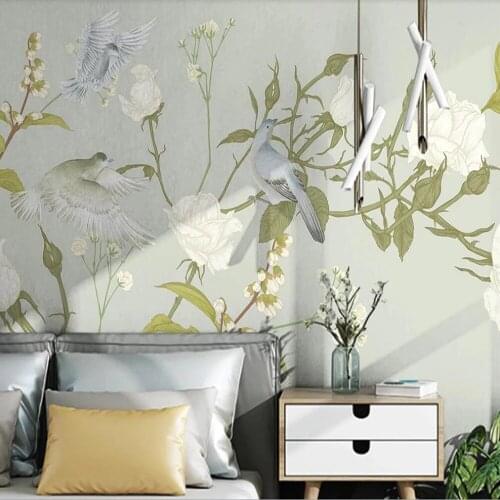 Custom 3D Self Adhesive wallpapers murals medieval tropical plants flower birds living room bedroom background decoration paint