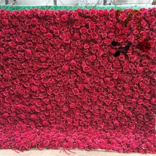 SPR Customized 3D Roll Up Artificial Silk Peony and Rose Flower Wall Backdrop Panel Wedding Decoration