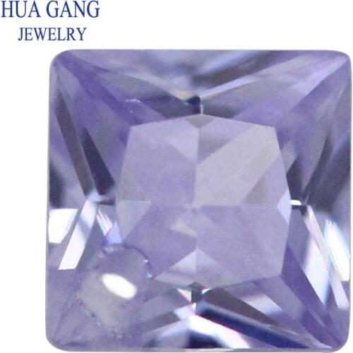Loose CZ Lavender Stones With Hole AAAAA Square Shape Cubic Zirconia Stone For Jewerly Making 4x4~12x12 High Quality