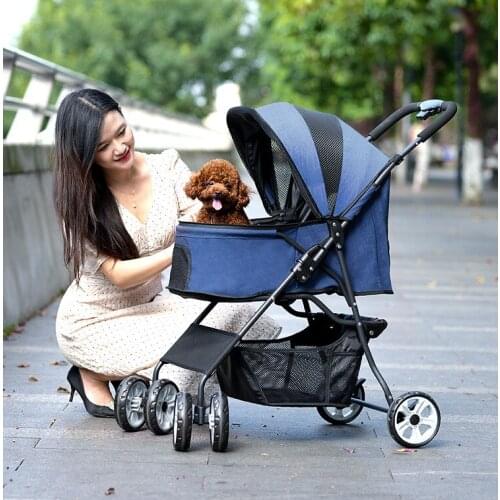 Small Medium Sized Dog Car Old Dog Kitty Pets Transportation Trolley One Click Folding Travel Disabled Walkers Pet Accessories